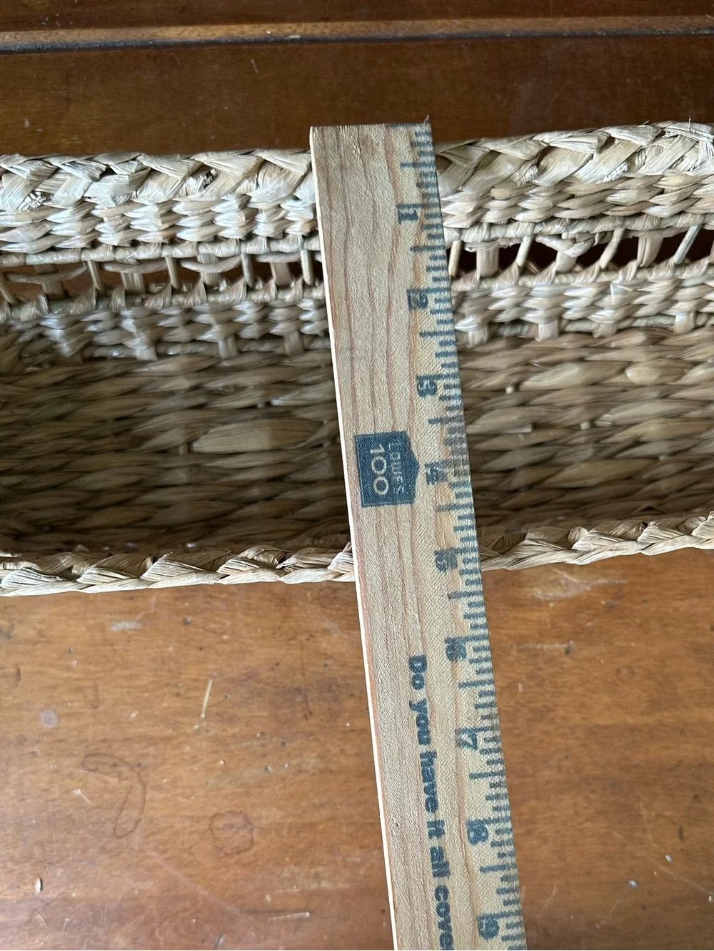 Vintage Handwoven Natural Fiber Bread Basket Long Oval Open Weave Rustic 16”